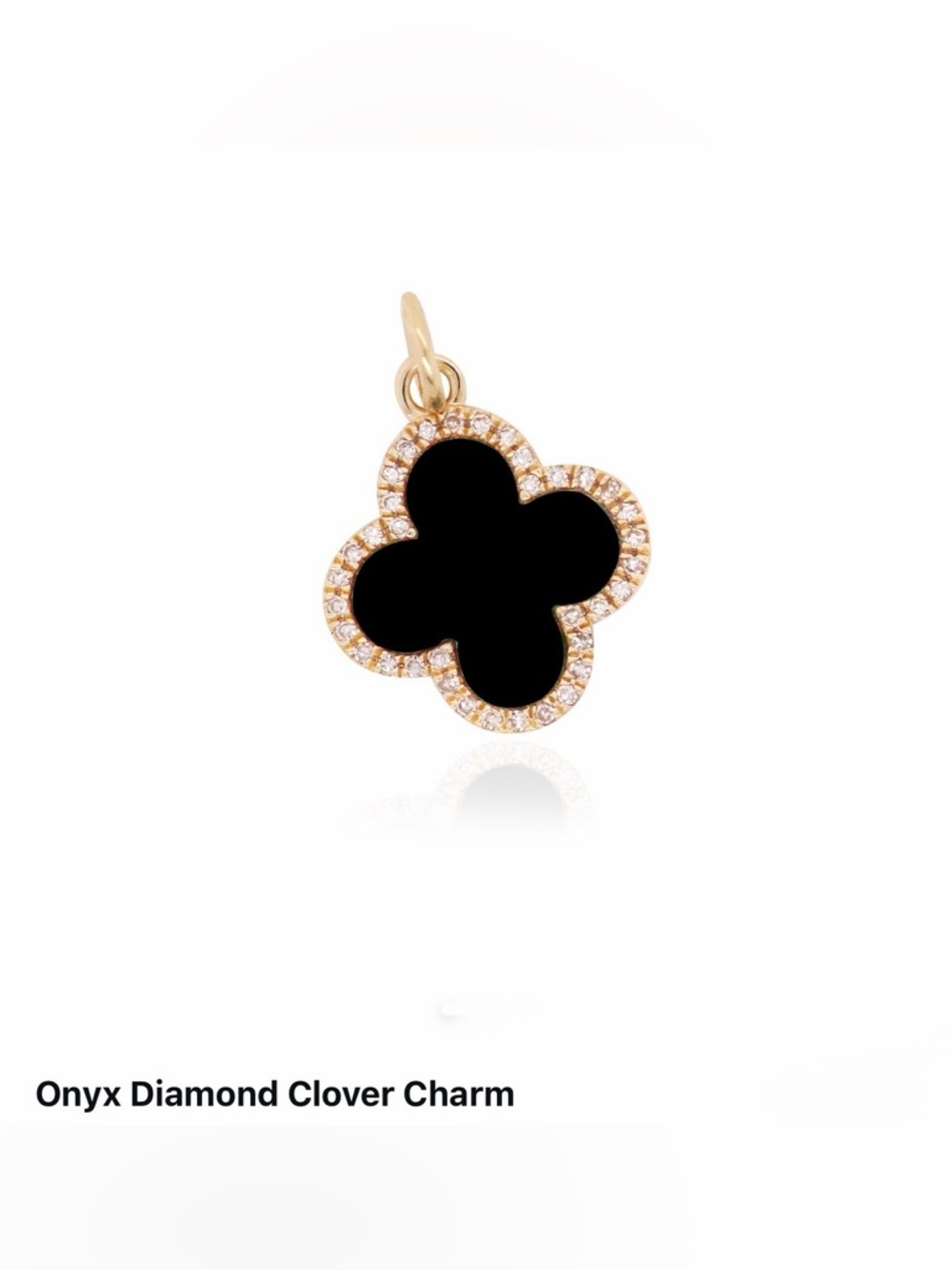 Onyx Clover Pendant Only 14k Gold